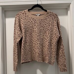 Joie Leopard Print Sweater in Tan and Brown